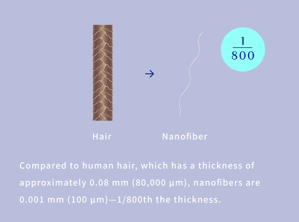 Comparison diagram of hair and nanofibers