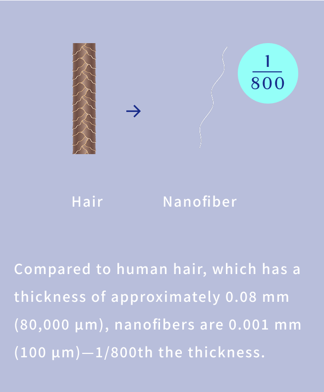 Comparison diagram of hair and nanofibers